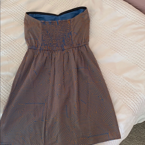 Volcom strapless geometric blue orange dress - Picture 2 of 3